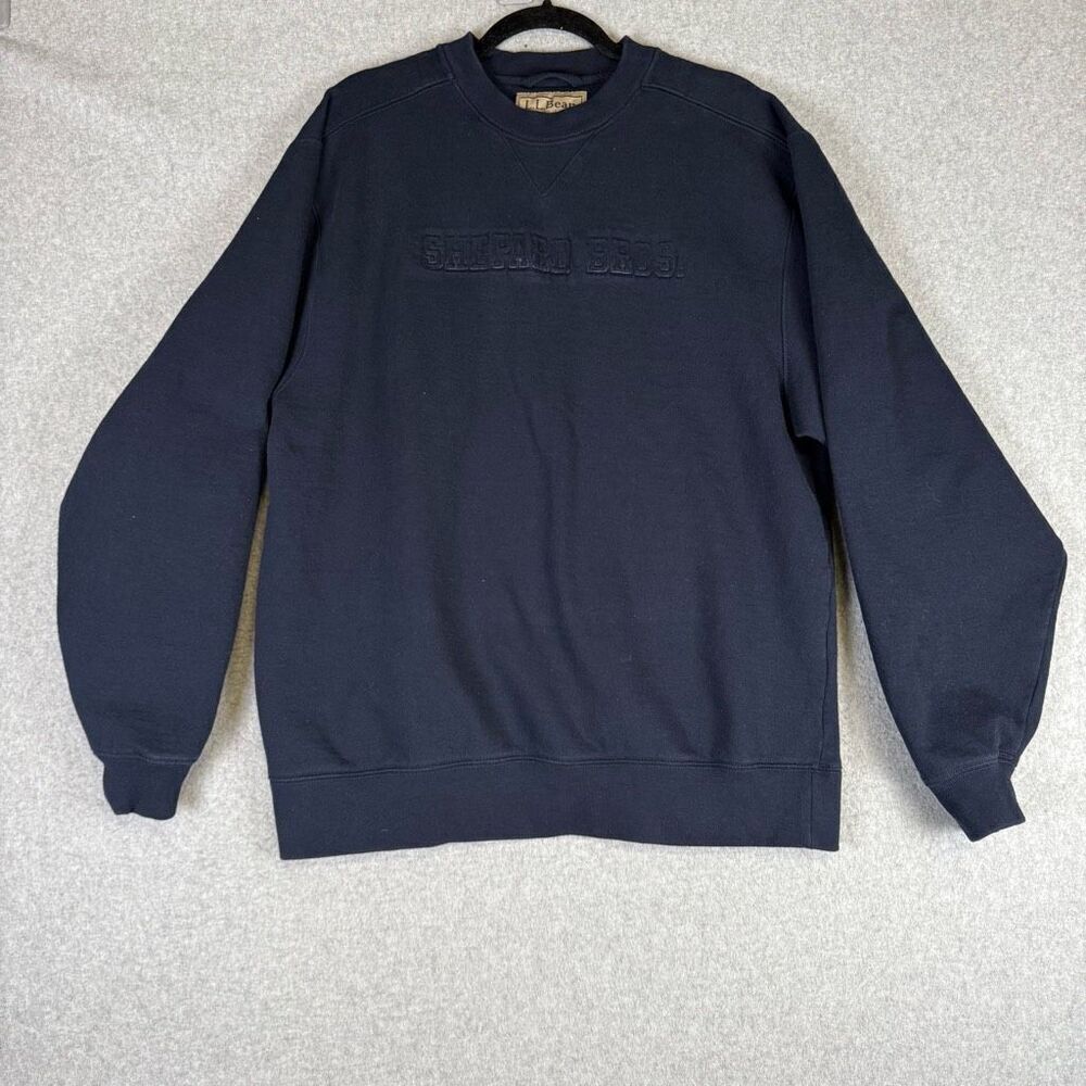 Vintage LL Bean Men's Size Large Navy Blue Shepard Bros Pullover Sweater Crewnec